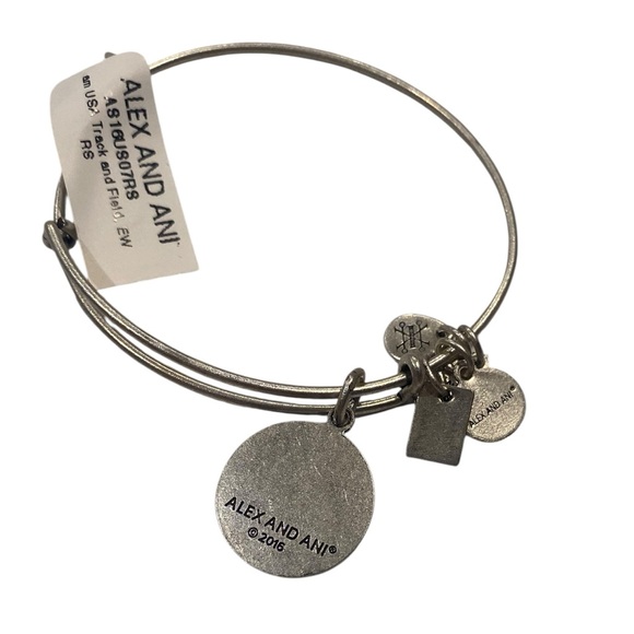 Alex and Ani Silver Tone Team USA Track and Field Charm Bangle Bracelet - Picture 4 of 5